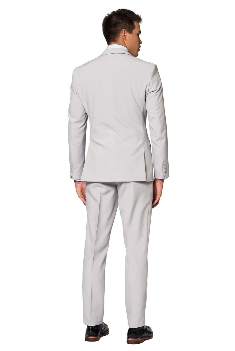 Opposuits Solid Color Party Suits - Colorful Outfits for Prom - Weddings - Bachelor Parties - Comes with Blazer, Pants & Tie - Slim Fit - Grey - Image 2